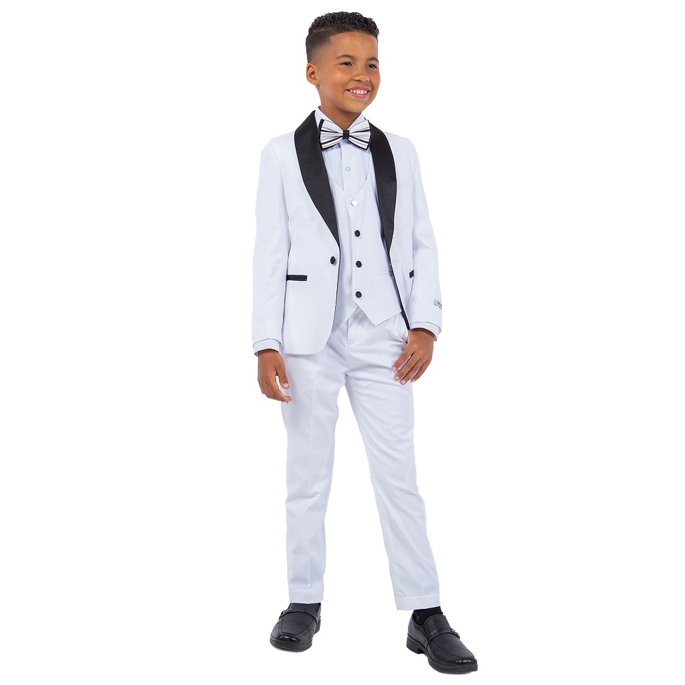 Solid White Shawl Lapel 5 Piece Stacy Adams Boy's Tuxedo